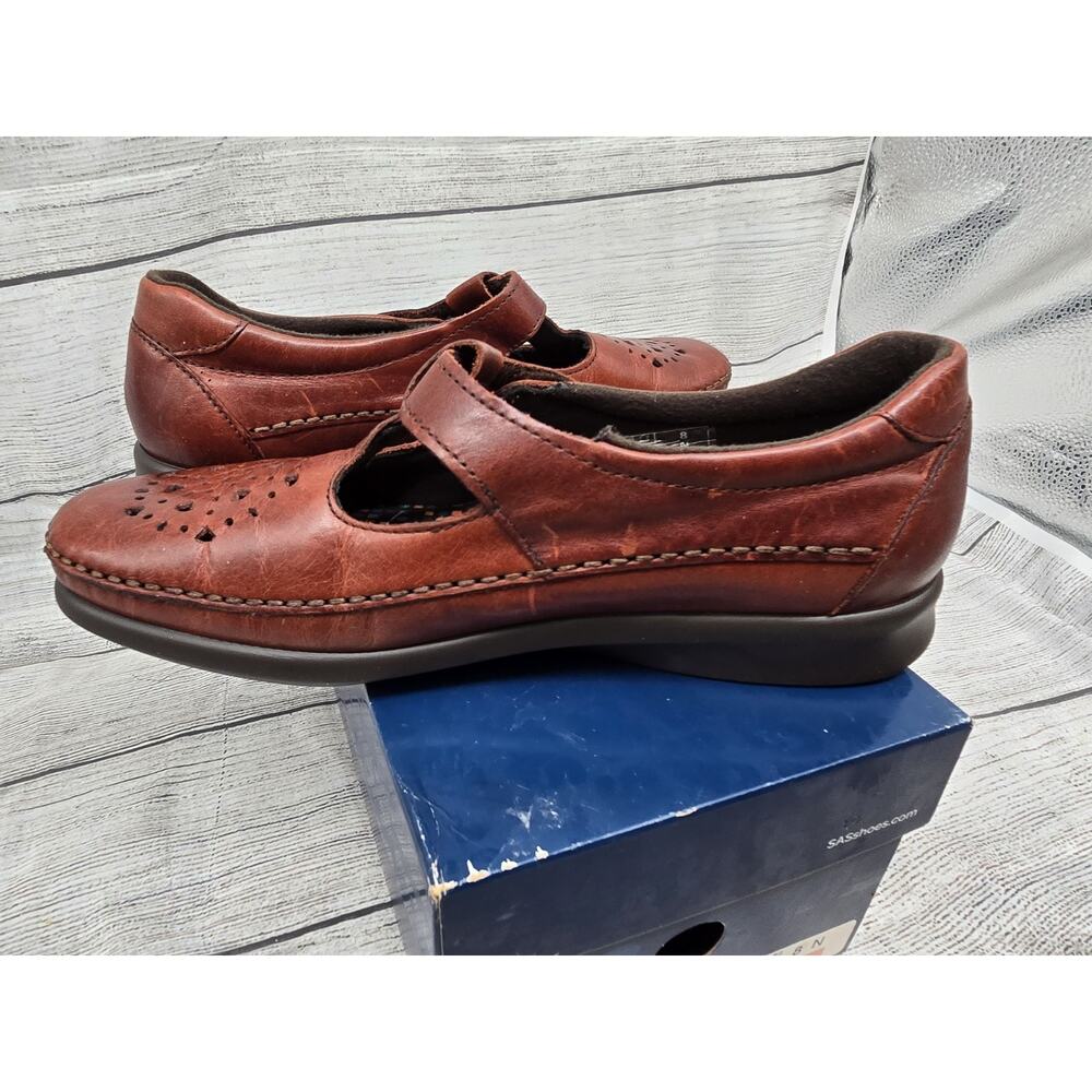 SAS Womens Size 8 N Leather Willow Slip On Loafers Walking Shoes Walnut Brown - Picture 12 of 12